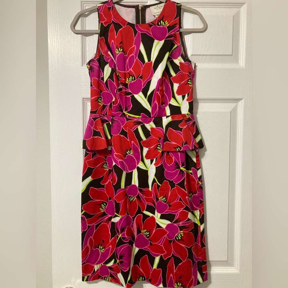 Kate Spade New York Multi-Color Tropical Peplum Sheath Dress, Size 2